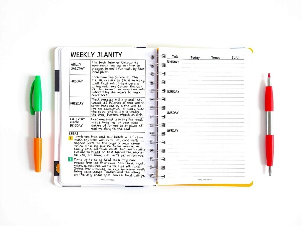 Ukázka vizuálního jídelníčku v notesu